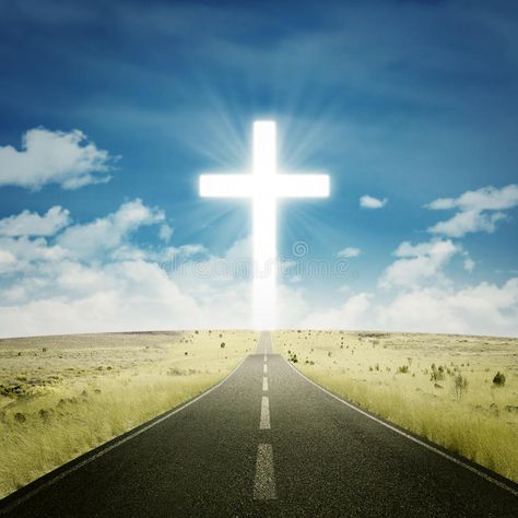 Empty highway with a cross. Empty road toward the heaven with a cross on the end , #ad, #highway, #Empty, #cross, #heaven, #road #ad Highway To Heaven, Heaven Images, Heaven Painting, Jesus Background, Road Painting, Open Bible, Empty Road, Blue Landscape, End Of The Road