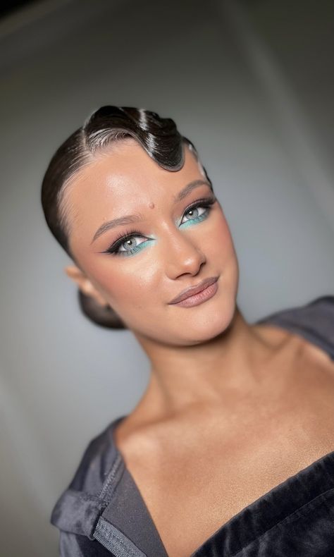 Ballroom Dance Makeup, Ballroom Competition Makeup, Ballroom Makeup, Dance Competition Makeup, Strictly Ballroom, Ballroom Dress Inspiration, Danza Latina, Competition Makeup, Slicked Hair