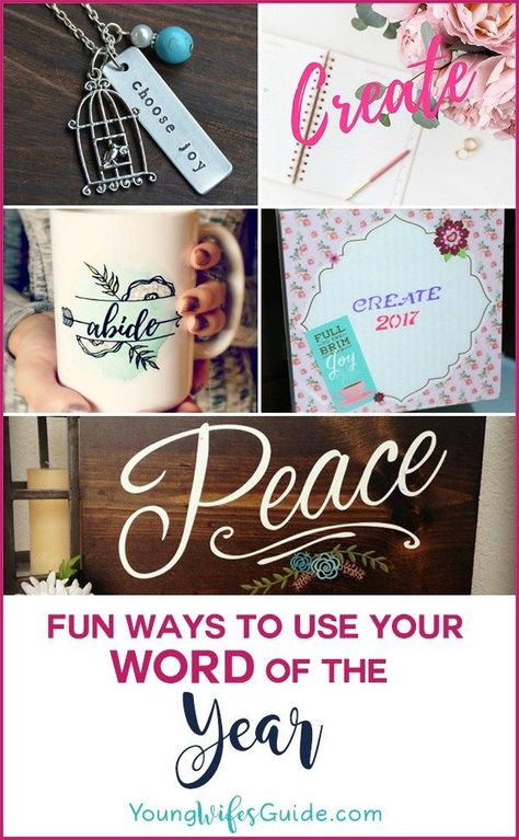 So you've selected your word for the year, now what? Here are some fun and creative ways to use your word this year and use it help you focus and set GOALS! https://youngwifesguide.com/how-to-make-the-most-of-your-word-of-the-year/ One Word Craft Ideas, Getting Married Young, Word For The Year, Homemaking Skills, Marrying Young, Christian Homemaking, Word Of The Year, Homemaking Tips, Biblical Womanhood