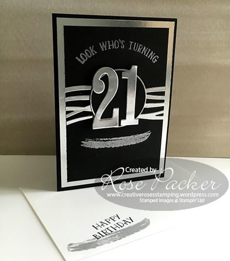 21st Birthday Cards For Guys, Swirly Lines, 21st Birthday Boy, Age Birthday Cards, 21 Cards, 21st Birthday Card, Stampin Up Birthday Cards, Special Birthday Cards, Distant Memory