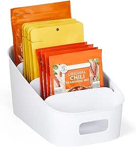 YouCopia ShelfBin Packet Organizer, 4-Tier Stairstep Raised Divided Bin, BPA-Free Storage Caddy for Kitchen Pantry and Cabinet Organization, Tea Bags, Medicine, and More Amazon Kitchen Organization, Snack Organizer, Tea Bag Organizer, Shelf Bins, Space Saving Ideas, Compartment Organizer, Organization And Cleaning, Small Kitchen Organization, Small Kitchen Storage