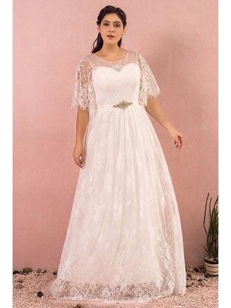 Custom Elegant Ivory Full Lace Wedding Dress with Puffy Lace Sleeves Plus Size High Quality Plus Size Vintage Lace Wedding Dress, Vintage Lace Wedding Dress Plus Size, Wedding Dress Puffy Sleeves Plus Size, Plus Size Wedding Dress Flutter Sleeves, Plus Size Wedding Dresses 3/4 Sleeves, Full Lace Wedding Dress, 40 Anniversary, Plus Size Wedding Dresses With Sleeves, Lace Sash