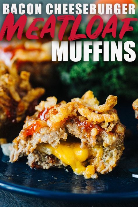 Mini Meatloaf Muffins, Meatloaf Muffins Recipe, Bacon Cheeseburger Meatloaf, Cheeseburger Meatloaf, Traditional Meatloaf, Meatloaf Muffins, Meat Recipes For Dinner, Easy Meat Recipes, Classic Meatloaf