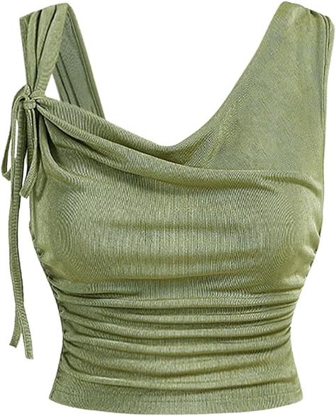 Link in pin. Floerns Women's Plus Size Asymmetrical Neck Draped Tie Front Ruched Crop Tank Top. Cowl Dresses, Cowl Dress, Plus Size Tank Tops, Y2k Outfits, Crop Tank Top, Tank Top Cami, Green Aesthetic, Vest Top, Sleeveless Tank Top