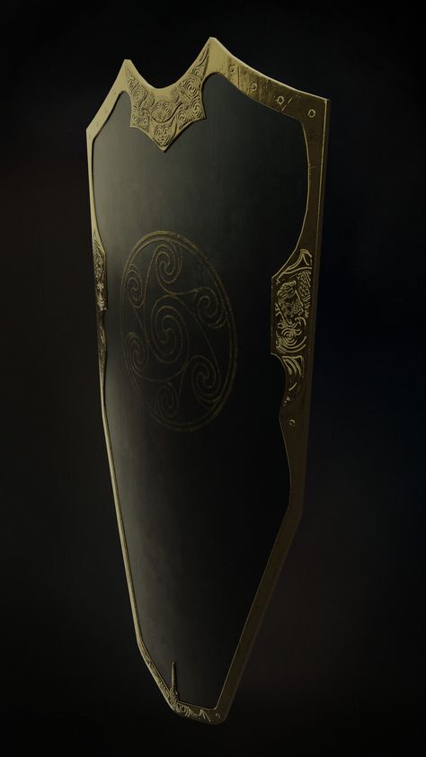 ArtStation - The Shield of the Sun, Philipp Doroshenko Shield Art Design, Fantasy Shield Design, Black Shield, Shield Design Fantasy, Tower Shield, Fantasy Shield Design Concept, Fantasy Shields, Scifi Shield, Elven Shield