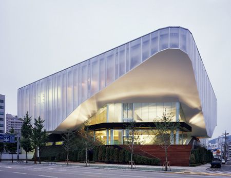 Xi Gallery by Mass Studies | Dezeen Contemporary Art Museum Architecture, Etfe Facade, Etfe Architecture, Translucent Building, Skin Architecture, Mass Study, Cinema Center, Building Skin, Exhibition Building