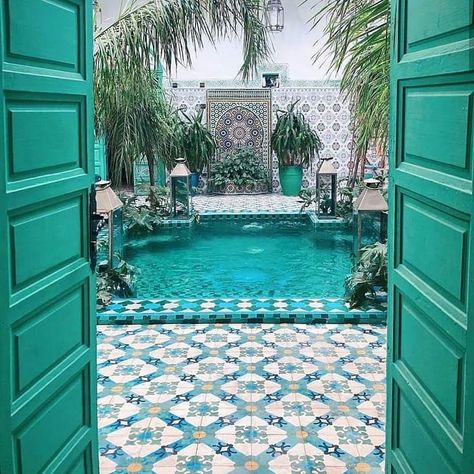 Moroccan Tiles House posted on Instagram: “@moroccantileshouse Our today's work of cement tiles, with a wonderful cement tile pattern in…” • See 957 photos and videos on their profile. Moroccan Pool, Moroccan Garden, Moroccan Riad, Riad Marrakech, Moorish Design, Moroccan Home Decor, Moroccan Homes, Moroccan Interiors, Moroccan Culture