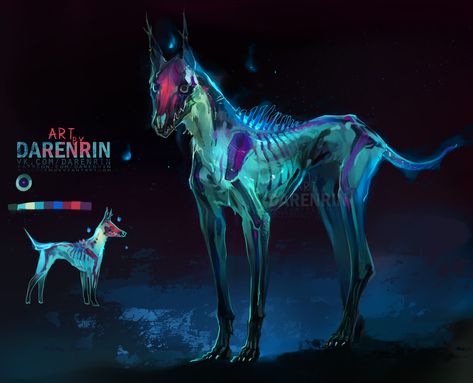 Diaphonized-spirit-dog, Daria Green on ArtStation at https://www.artstation.com/artwork/ELqQlq Fantasy Dog Creature, Monster Dog Concept Art, Dog Monster Concept, Alien Dog Concept Art, Fantasy Dog Art, Dog Creature, Fantasy Dog, Dog Spirit, Dog Monster