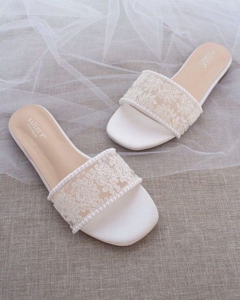 Wedding Flats For Bride, Wedding Sandals For Bride, Comfy Wedding Shoes, Bride Flats, Bridesmaid Sandals, Bride Sandals, Reception Shoes, Gold Flat Sandals, Bride Slippers