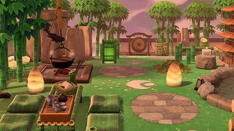 25 Zen Garden Area Ideas For Animal Crossing: New Horizons – FandomSpot Acnh Zen Garden Idea, Zen Garden Animal Crossing, Animal Crossing Zen Garden, Acnh Zen Garden, Zen Area, Pagoda Garden, Japanese Animals, Zen Garden Design, Animals Crossing