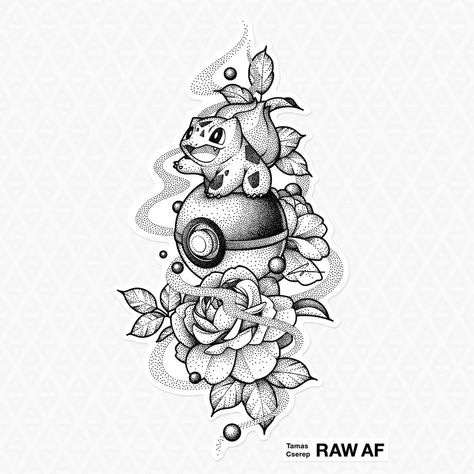 coloring pages 👥 Bulbasaur Tattoo, Pokemon Sleeves, Dotwork Tattoo Mandala, Pikachu Tattoo, Pokemon Bulbasaur, Pokemon Sketch, Tattoo Outline Drawing, Cartoon Character Tattoos, Muster Tattoos