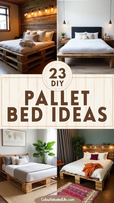 Transform your bedroom with these 23 creative DIY pallet bed ideas! From rustic, farmhouse-inspired designs to sleek modern looks, these budget-friendly projects will give your space a stylish, personalized touch without breaking the bank. 🛏️✨ #DIYPalletBed #BudgetBedroom #HomeProjects #StylishAndAffordable #PalletFurniture Diy Pallet Bed Ideas, Pallet Bed Ideas, Diy Pallet Bed, Pallet Beds, Pallet Bed, Budget Bedroom, Bed Ideas, Diy Pallet, Pallet Furniture