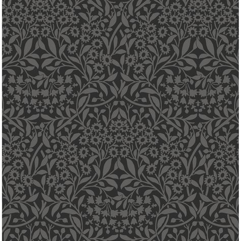 "Find the Charcoal Darcy Peel & Stick Wallpaper at Michaels. com. Moody yet elegant, this charcoal botanical design is perfect for the maximalist living room or home office. Moody yet elegant, this charcoal botanical design is perfect for the maximalist living room or home office. Its dramatic flair and intricate floral details will look ravishing on walls. Details: Charcoal 20.5\" x 18ft. (30.75 sq. ft.) 21\" design repeat Leaves no sticky residue behind Easily repositionableNote: Do not apply Maximalist Living Room, Wallpaper For Sale, Botanical Design, Peel Stick Wallpaper, Botanical Pattern, Wallpaper Samples, Black Vinyl, Modern Pattern, Wallpaper Roll