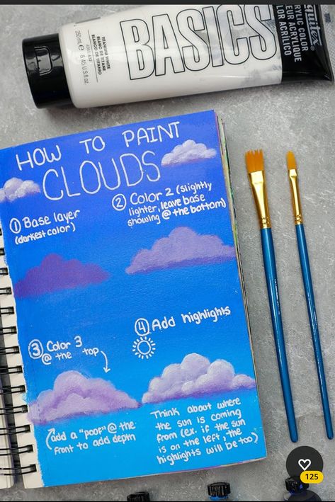 How To Paint Clouds, Painting Realistic, Artistic Ideas, Simple Canvas Paintings, Easy Canvas Art, Canvas Painting Designs, Paint Cards, Diy Canvas Art Painting, Art Inspiration Painting