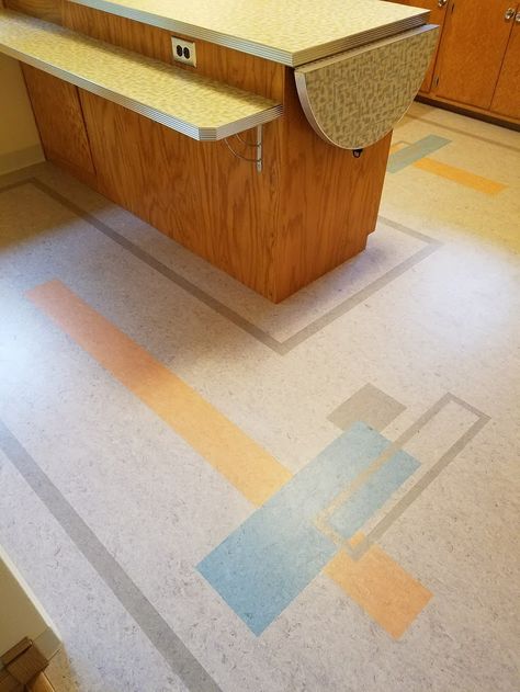 MID-CENTURY MODERN MASTERPIECE – Allrounder Remodeling Inc. Modern Linoleum Flooring, Mid Century Modern Flooring, Modern Vinyl Flooring, Modern Kitchen Tile Floor, Retro Basement, Modern Kitchen Flooring, Mid Century Modern Floor, Modern Floor Tiles, Full Kitchen Remodel