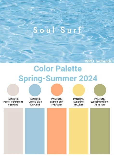 Fashion Color Palette Spring - Summer 2024 - Soul Surf #trends #color #fashion #ss2024 Color Palette Spring 2024, Summer Hex Color Palette, Swimwear Color Palette, Spring Summer Color Palette 2024, Pantone Summer 2024, Color Palette Summer 2024, Summer Blue Color Palette, Summer 2024 Color Trends Fashion, Color Pallete 2024