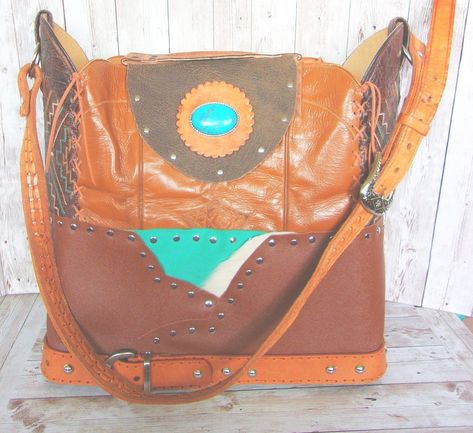 Cowboy Boot Laptop Tote LT37 https://christhompsonbags.com/products/large-cabernet-leather-tote-lt37 Chris Thompson Bags #Hot Leather Embellishments, Totes Boots, Western Travel, Cowboy Boot Purse, Leather Laptop Tote, Statement Purse, Hipster Purse, Custom Purses, Overnight Travel Bag