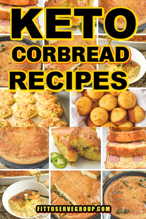 This collection of keto cornbread recipes uses no corn, cornmeal, baby corn, or grains for a true keto-friendly cornbread option. All our low-carb cornbread recipes use almond or coconut flour in place of cornmeal for delicious and easy options. #ketocornbread #lowcarbcornbread Low Carb Cornbread Recipe, Sugar Free Baking Recipes, Keto Cornbread Recipe, Low Carb Cornbread, Keto Cornbread, Pumpkin Cornbread, Cornbread Recipes, Gluten Free Cornbread, Cornbread Easy