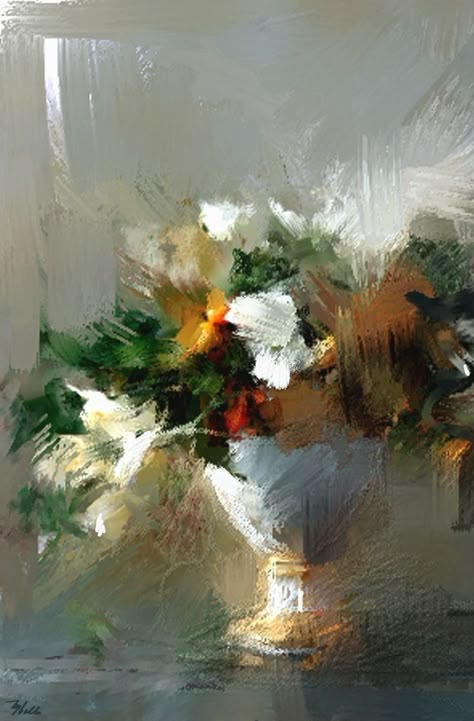 Inspirational Abstract Art, Oil Painting Abstract Flowers, Abstract Art Painting Techniques, Canvas For Beginners, Canvas Painting Ideas, White Bowl, Easy Canvas Painting, Canvas Painting Landscape, Floral Oil Paintings