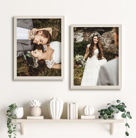 Picture Frames Above Bed, Canvas Wedding Pictures, Wedding Photo Wall Display, Wedding Photo Canvas, Wedding Photo Walls, Wedding Frame Gift, Soul Photography, Wedding Photo Display, Photo Wall Display