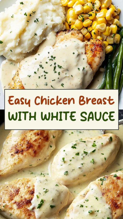 Indulge in a delicious meal with this savory recipe for tender chicken breast served with creamy white sauce. This dish is perfect for dinner parties or special occasions, impressing your guests with its rich and flavorful taste. With simple ingredients and easy instructions, you can recreate this restaurant-worthy dish right in your own kitchen. Elevate your cooking skills and treat yourself to a gourmet experience with chicken breast in white sauce tonight! Sauces To Make For Chicken, Creamy Stuffed Chicken Breast, Restaurant Worthy Recipes, Heavy Cream Chicken Recipe, Chicken In Sauce Recipes, Moist Chicken Breast Recipes, Sauce For Chicken Breast, What To Make With Chicken Breast, Grinchmas Food