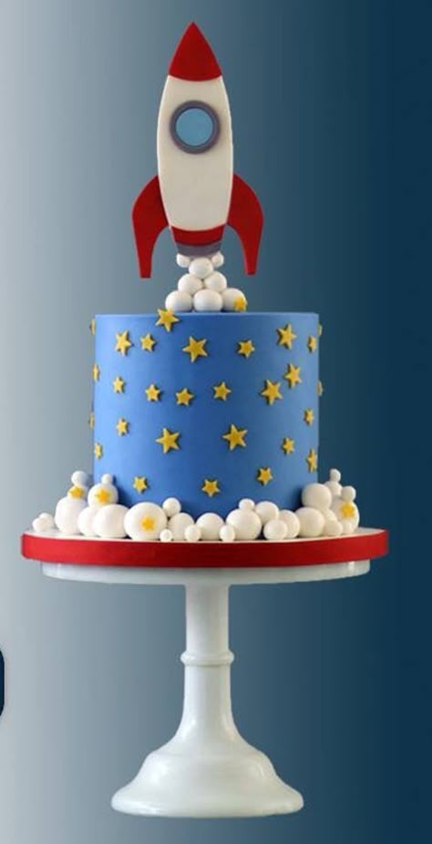 Space Fondant Cake, Buttercream Space Birthday Cake, Rocket Ship Cake Space Theme, Rocket Theme Cake, Rocket Ship Smash Cake, Rocketship Birthday Cake, Rocket Ship Birthday Cake, Rocket Themed Birthday Party, Rocket Cakes For Boys