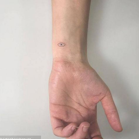 Evil eye tattoo on the wrist. #wristtattoos #tattooideas Greek Evil Eye Tattoo, Tattoo On The Wrist, Third Eye Tattoos, Evil Eye Tattoo, Tiny Wrist Tattoos, Cool Wrist Tattoos, Wrist Tattoos For Guys, 4 Tattoo, Inspiration Tattoos