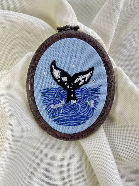 Embroidery Gifts, Embroidery Shop, Handmade Embroidery, Blue Whale, Embroidery Hoop, Embroidery Art, Beaded Embroidery, Mother's Day Gift, Fiber Art