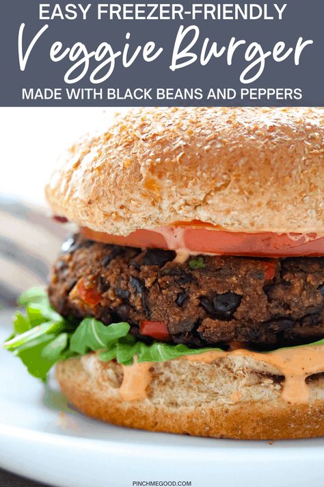 The BEST Healthy Black Bean Burgers ever! Hearty black beans mixed with sautéed veggies, garlic, and warm spices. Cooked until crispy on the outside and tender and delicious on the inside. Perfect for meal prep or meatless meals any day of the week. #blackbeanbruger #blackbeanrecipes #blackbeans #veggieburgerrecipes Veggie Burger Recipe Easy, Easy Veggie Burger, Vegan Black Bean Burger, Black Bean Burger Recipe, Chipotle Black Beans, Black Bean Burger, Veggie Burgers Recipe, Plant Based Burgers, Bean Burgers