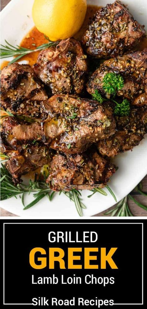 Greek lamb loin chops are doused in a buttery, lemony, garlicky marinade and quickly grilled to juicy, tender, Mediterranean perfection! Lamb Loin Chop Recipes, Lamb Chops Marinade, Grilled Lamb Chop Recipes, Lamb Chops Recipe, Lamb Marinade, Greek Lamb, Lamb Loin Chops, Lamb Loin, Grilled Lamb Chops