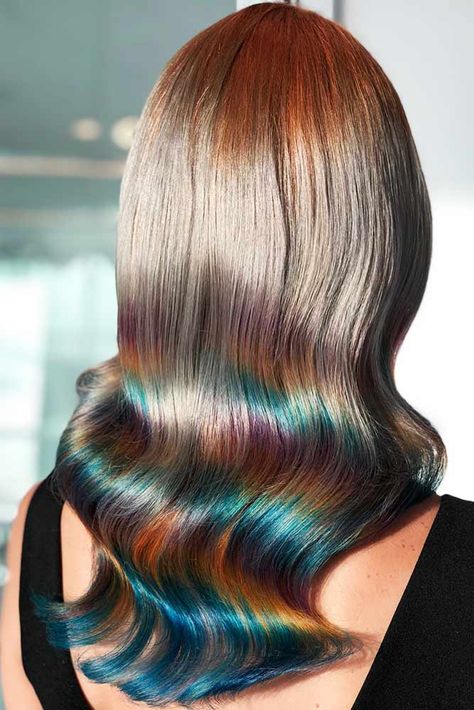 Hair Color 2017, Highlights Silver, Brown Ombre Hair Color, Holographic Hair, Purple Ombre Hair, Brown Ombre Hair, The Color Purple, Trendy Hair Color, Ombre Hair Color