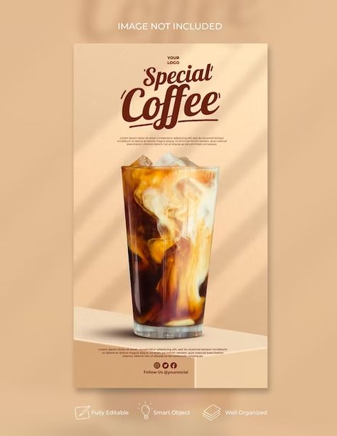 Coffee Promotion, Coffee Flyer, Coffee Banner, Story Banner, Drinks Poster, Advanced Workout, Filter Coffee, Psd Template Free, Drink Menu