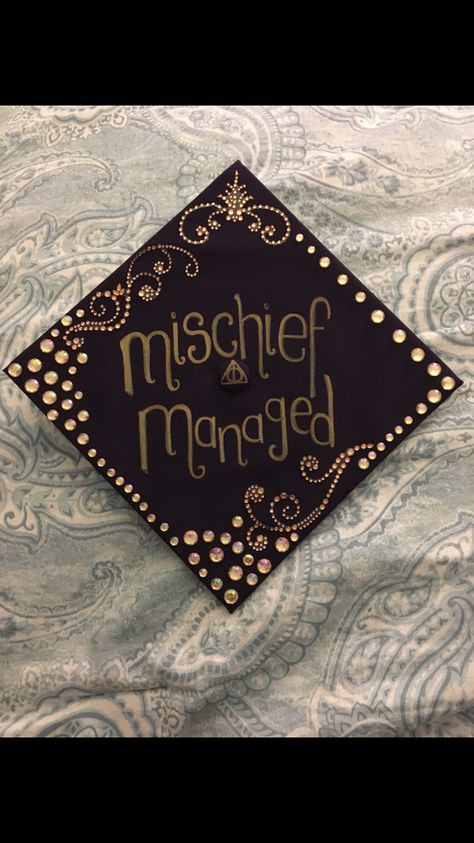 Grad cap 2k17 #SFSU #mischiefmanaged Mischief Managed Grad Cap, Grad Caps, Grad Cap, Mischief Managed, I Don T Know, Don T Know, Drink Sleeves