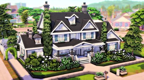 Sims 4 Suburban Mansion, Suburban Home Sims 4, Sims Growing Together House, Sims Legacy House, Sims Suburban Home, Suburban House Bedroom, Sims 4 Newcrest House, Suburban Family Home Exterior, Suburban House Sims 4