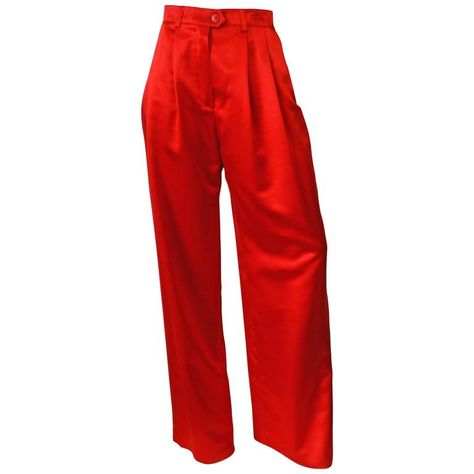 Escada 1980S Silk Wide Leg Trouser Wide Leg Pant, Red Red High Waisted Pants, Red Wide Leg Trousers, 80s Pants, Red Wide Leg Pants, Silk Wide Leg Pants, Png Clothes, Red Trousers, High Waisted Wide Leg Pants, Silk Trousers