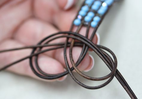 Leather Wrap Bracelet Tutorial, Knot Techniques, Leather Bracelet Tutorial, Wrap Bracelet Tutorial, Needle Nose Pliers, Diy Leather Bracelet, Beaded Leather Bracelet, Beaded Bracelets Tutorial, Cord Jewelry