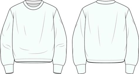 Basic Crewneck Sweatshirt Vector Design Template Illustration Hoodie Vector, Basic Crewneck, Clothing Templates, Flat Drawings, Fashion Vector, Fashion Design Template, T Shirt Design Template, Best T Shirt Designs, Flat Sketches