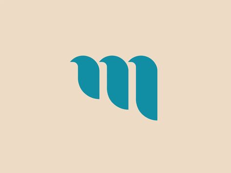 Letter M Logo / Teal Logo / Ribbon Logo / Marine Services Logo / Motive... Letter M Logo, Ribbon Logo, Examples Of Logos, Service Logo, Teal Turquoise, Letter M, Light Background, Logo A, Minimalist Aesthetic