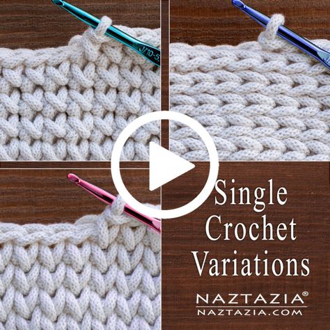 Single Crochet Variations - Naztazia ® Diy Crochet Sweater, Crochet Rug Patterns, Easy Crochet Projects, Knitting Machine Projects, Facebook Video, Crochet Stitches For Beginners, Crochet Videos Tutorials, Crochet Bracelet, Crochet Cardigan Pattern