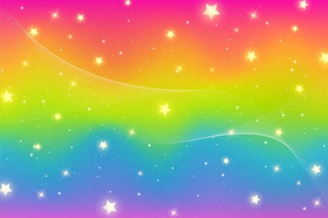 Rainbow Stars Aesthetic, Rainbow Background Aesthetic, Rainbow Glitter Background, Wavy Illustration, Rainbow Gradient Background, Rainbow Landscape, Widgets Ideas, Sparkle Background, Sky With Stars