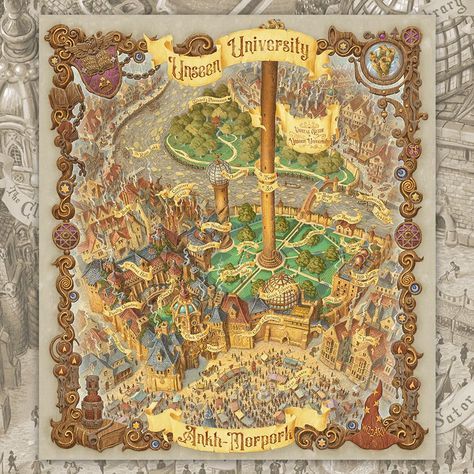 The Unreal Guide to Unseen University | Terry Pratchett | Maps Ankh Morpork Map, Discworld Map, Unseen University, Ankh Morpork, Terry Pratchett Discworld, Wizard School, Dice Tower, Menu Book, Commonplace Book