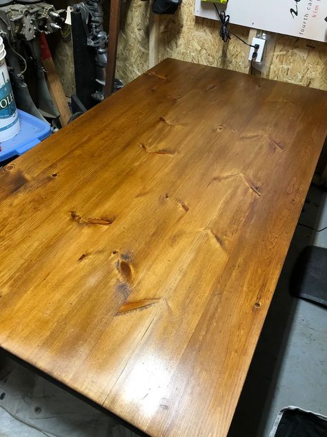 Refinishing our Family's Beautiful Custom Pine Harvest Table Minwax Stain, Pine Table, Harvest Table, Furniture Restoration, Lake House, Home Improvement, Conditioner, Furniture