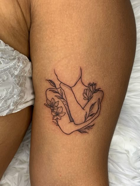 Less Human More Being Tattoo, Women’s Figure Tattoo, Tattoos For Body Positivity, Tattoos That Represent Overcoming Struggles, Tattoos For Self Love And Growth, Body Figure Tattoo, Love Your Self Tattoo, Small Tattoos Self Love, Woman Figure Tattoo