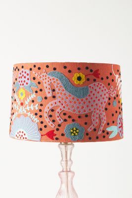 Applique Jimena Lamp Shade | Anthropologie UK Anthropologie Home, Side Tables Bedroom, Wool Embroidery, Diy Lamp Shade, Felt Applique, Unique Lamps, Diy Lamp, Unique Lighting, Punch Needle