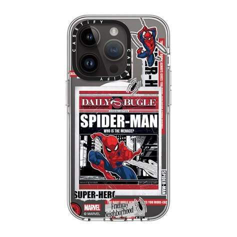 Spiderman Phone Case Aesthetic, Spiderman Iphone Case, Casetify Spiderman, Iphone Cover Stickers, Casetify Cases Aesthetic, Spiderman Gift Ideas, Keyring Aesthetic, Newspaper Sticker, Spider Man Phone Case