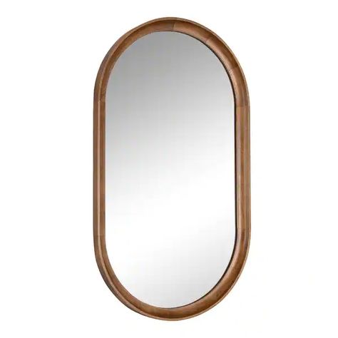 Kate and Laurel Hatherleigh Capsule Wall Mirror - 22x38 - On Sale - Bed Bath & Beyond - 37065013 Organic Modern Bathroom, Farmhouse Frames, Decorative Wall Mirror, Wooden Mirror, Modern Transitional, Oval Mirror, Wood Mirror, Modern Accents, Rustic Brown