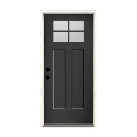 Therma Tru Front Door, Single Front Door, Black Exterior Doors, Navy Paint, Craftsman Door, Therma Tru, Craftsman Interior, Victorian Door, Prehung Doors