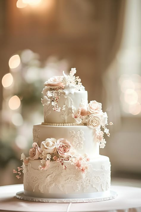 Get inspired with 129 enchanting 3-tier wedding cakes for your big day. These beautiful designs will leave a lasting impression! #WeddingCakes #3TierCakes #WeddingInspo Click to see them all! Cakes For Reception, Wedding Cake Inspo 2 Tier, Elegant 3 Tier Wedding Cakes, Wedding Two Tier Cake, Valentine’s Day Wedding Cakes, Wedding Cake Designs Two Tier, Wedding Cake Inspiration Elegant, Wedding Cake For 50 People, Two Tier Wedding Cake Designs