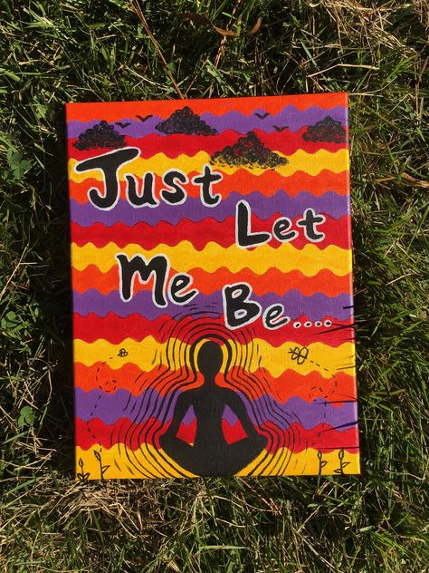 Just Let Me Be. An acrylic painting depicting you out in nature with space for your aura to breathe. Check out this painting on Etsy! Just Breathe Painting, Spiritual Art Acrylic, Positive Acrylic Paintings, Canvas Painting Spiritual, Healing Canvas Painting, Mental Health Paintings On Canvas Simple, Inspirational Paintings Canvases, Spiritual Paintings Easy, Aura Painting