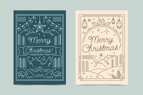 Free vector hand drawn christmas line ar... | Free Vector #Freepik #freevector Company Holiday Card Design, Christmas Line Art, Company Holiday Cards, Hand Drawn Christmas, Church Poster, Holiday Design Card, Art Carte, Art Cards, Vector Hand